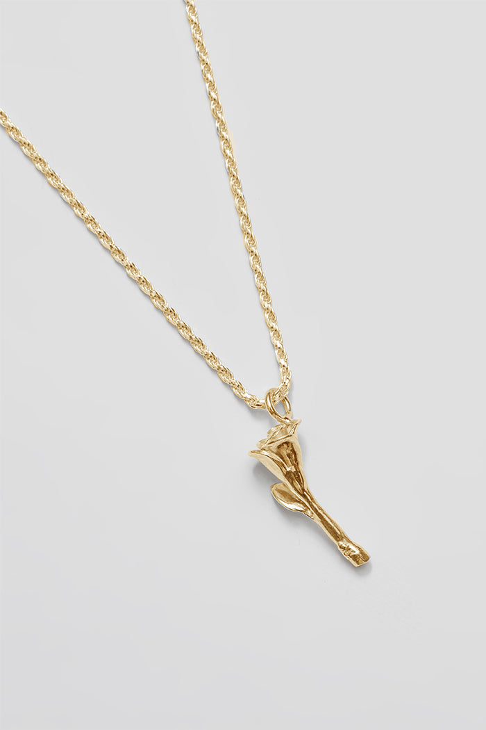 Wolf Circus Rose stem charm necklace gold rope chain | Pipe and Row