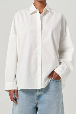 Agolde oversized Roux white rice button up shirt airy | Pipe and Row