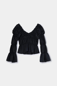 Laagam Sadie ruched long sleeve top black | Pipe and Row Seattle