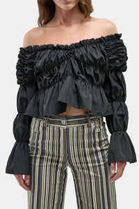 Laagam Sadie ruched long sleeve top black | Pipe and Row Seattle