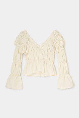 Laagam Sadie ruched long sleeve top ecru cream | Pipe and Row Seattle