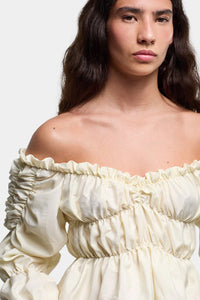 Laagam Sadie ruched long sleeve top ecru cream | Pipe and Row Seattle