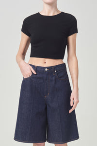 Agolde Savannah cropped ribbed tight black baby tee cap sleeves | Pipe and Row