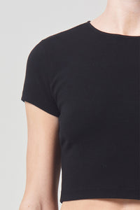 Agolde Savannah cropped ribbed tight black baby tee cap sleeves | Pipe and Row