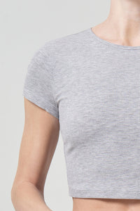 Agolde Savannah cropped ribbed tight grey baby tee cap sleeves | PIPE AND ROW