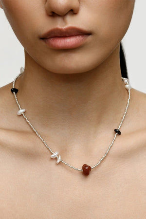 Wolf Circus Scarlett beaded pearl stone red black necklace | Pipe and Row