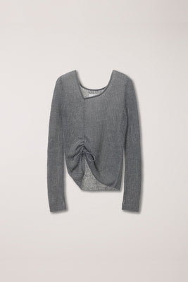 Dunst shirring knit sweater sheer top melange grey | Pipe and Row