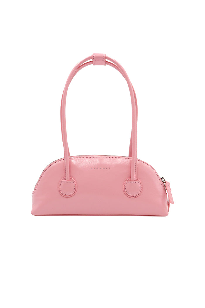 Marge Sherwood arched Bessette shoulder handbag candy pink glossy leather | Pipe and ROw
