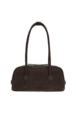 Marge Sherwood soft baguette handbag hush brown suede | PIPE AND ROW