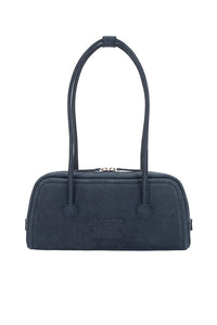 Marge Sherwood soft baguette handbag indigo blue suede | PIPE AND ROW