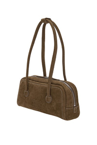 Marge Sherwood soft baguette handbag chestnut nubuck sueded brown PIPE AND ROW