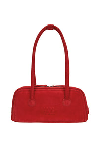 Marge Sherwood soft baguette handbag suede red | PIPE AND ROW