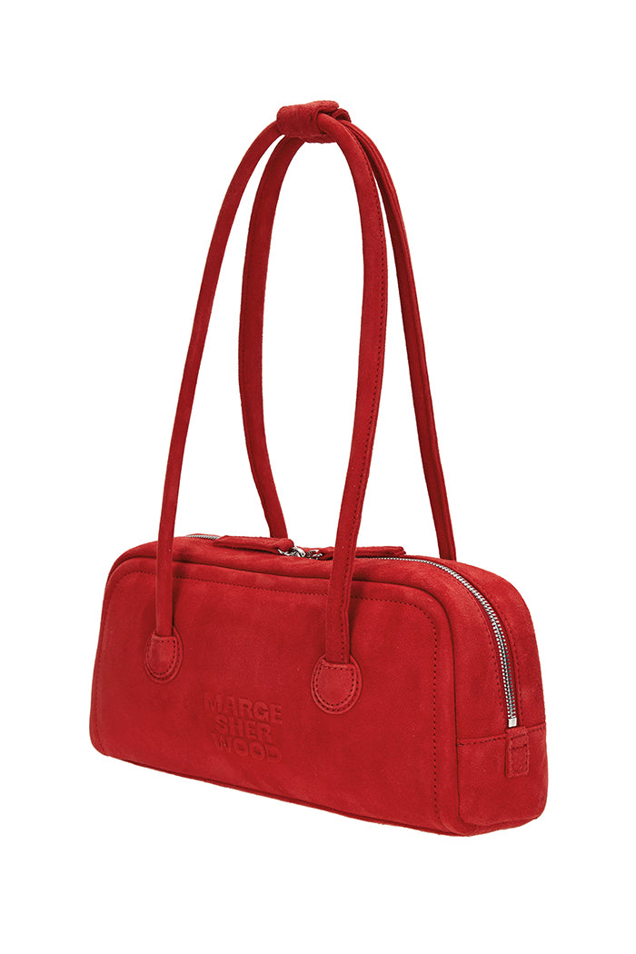 Marge Sherwood soft baguette handbag suede red | PIPE AND ROW