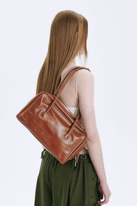 Margesherwood rectangular soft Boston bag brown crinkle | Pipe and Row