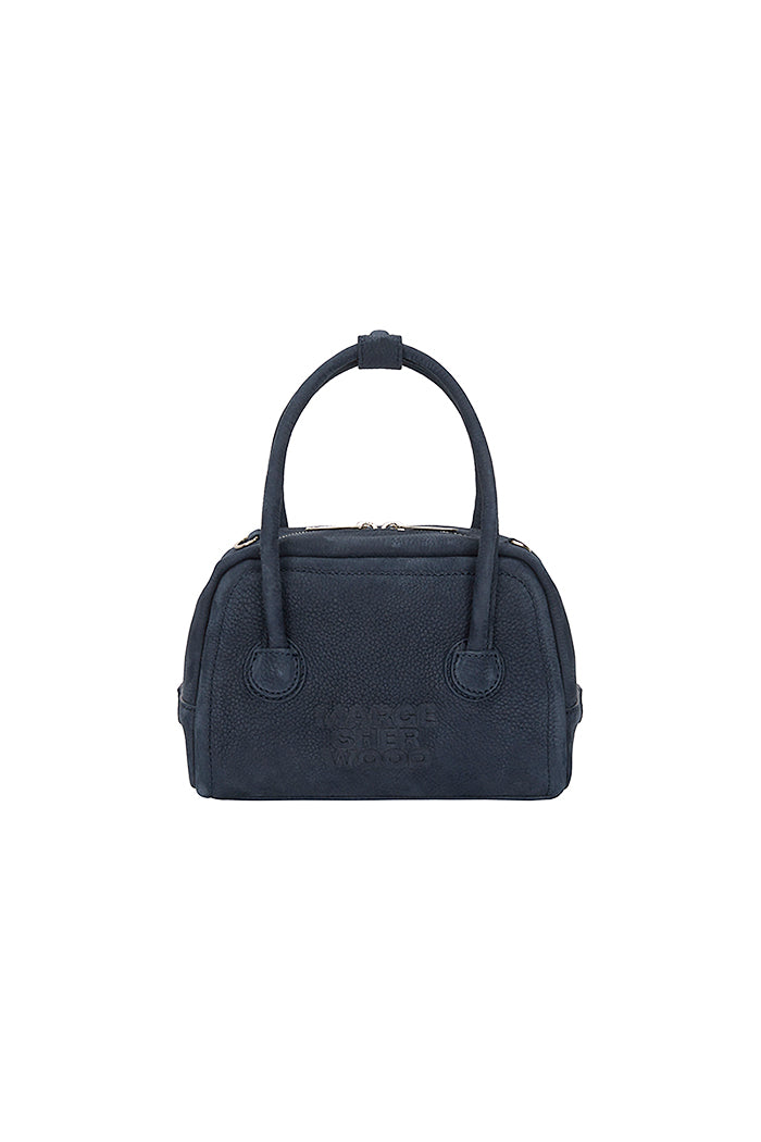 Marge Sherwood soft tote mini handbag indigo blue nubuck suede leather | Pipe and Row