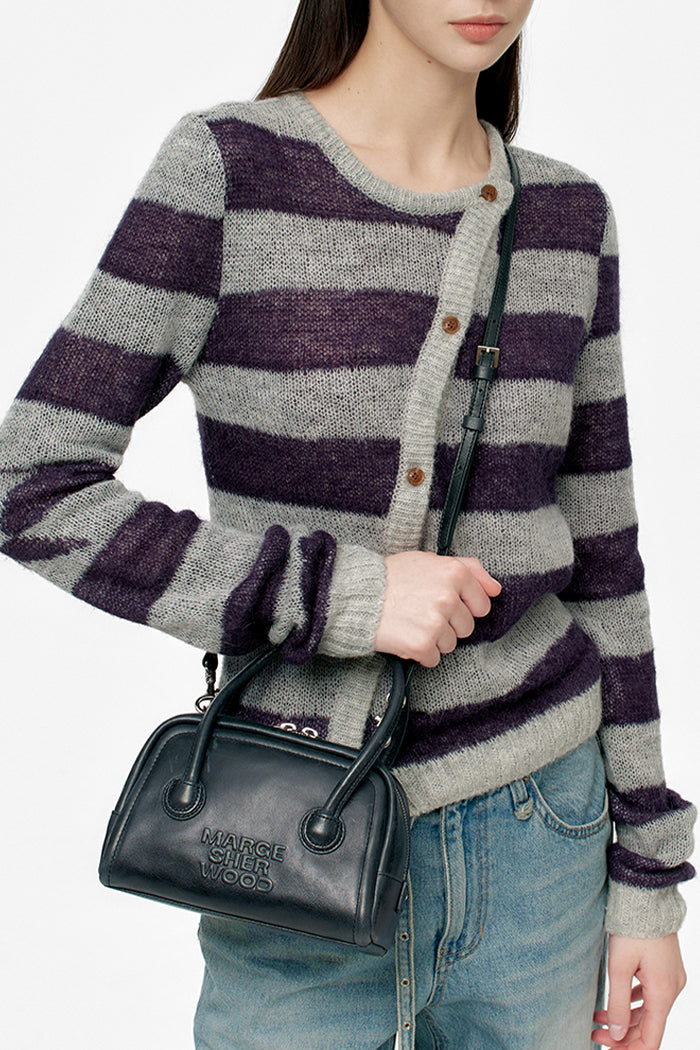 Marge Sherwood soft tote mini handbag navy blue pullup leather | Pipe and Row