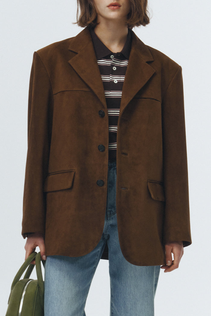 UNISEX SUEDE TAILORED HALF JACKET