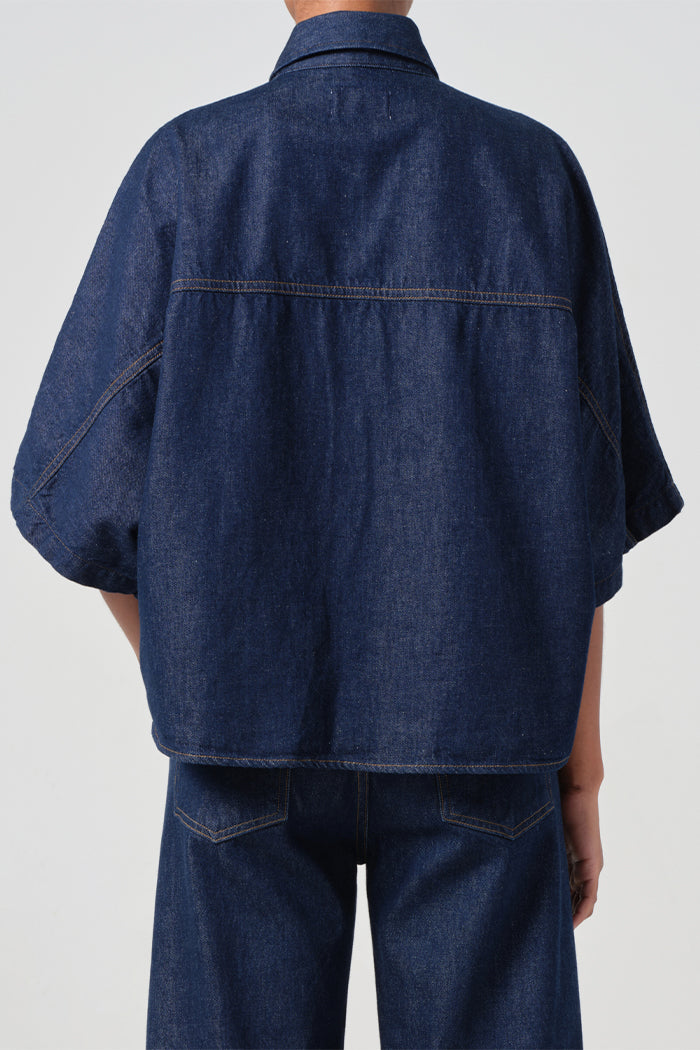 Agolde dark indigo rinse wash Taron shirt oversized boxy | pipe and row