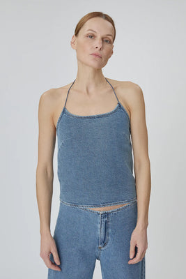 Still Here halter Toggle tank top classic blue | Pipe and Row Seattle