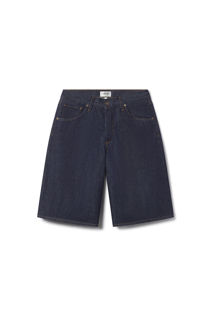 Agolde denim long Baggy v-short pure dark indigo wash | Pipe and Row