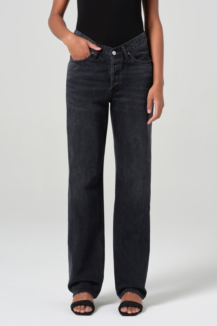 Agolde V-waist straight leg Kelly Decibel washed black | Pipe and row