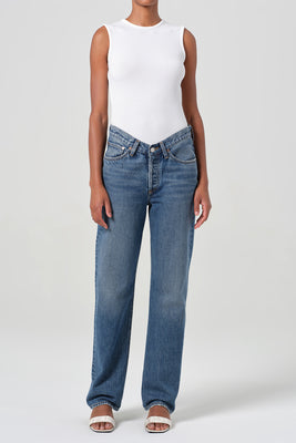 Agolde V-waist Kelly jean medium blue Esssence | Pipe and Row Seattle
