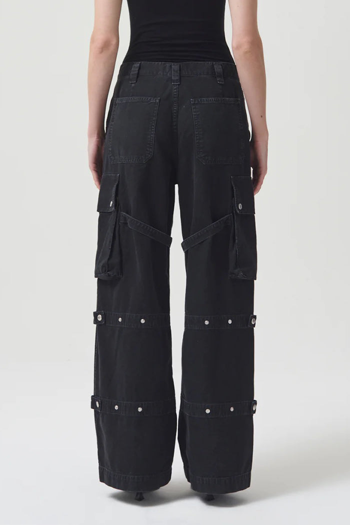Agolde Vivian cargo pant muted washed black Oil | Pipe and Row