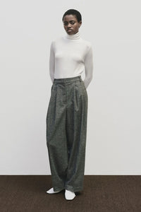 Mijeong Park wool blend wide leg trousers marled gray PIPE AND ROW