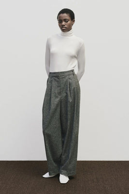 Mijeong Park wool blend wide leg trousers marled gray PIPE AND ROW