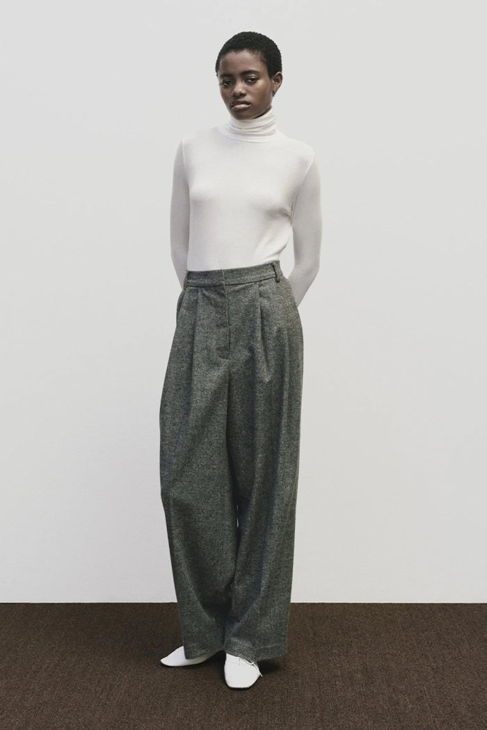 Mijeong Park wool blend wide leg trousers marled gray PIPE AND ROW
