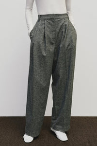 Mijeong Park wool blend wide leg trousers marled gray PIPE AND ROW
