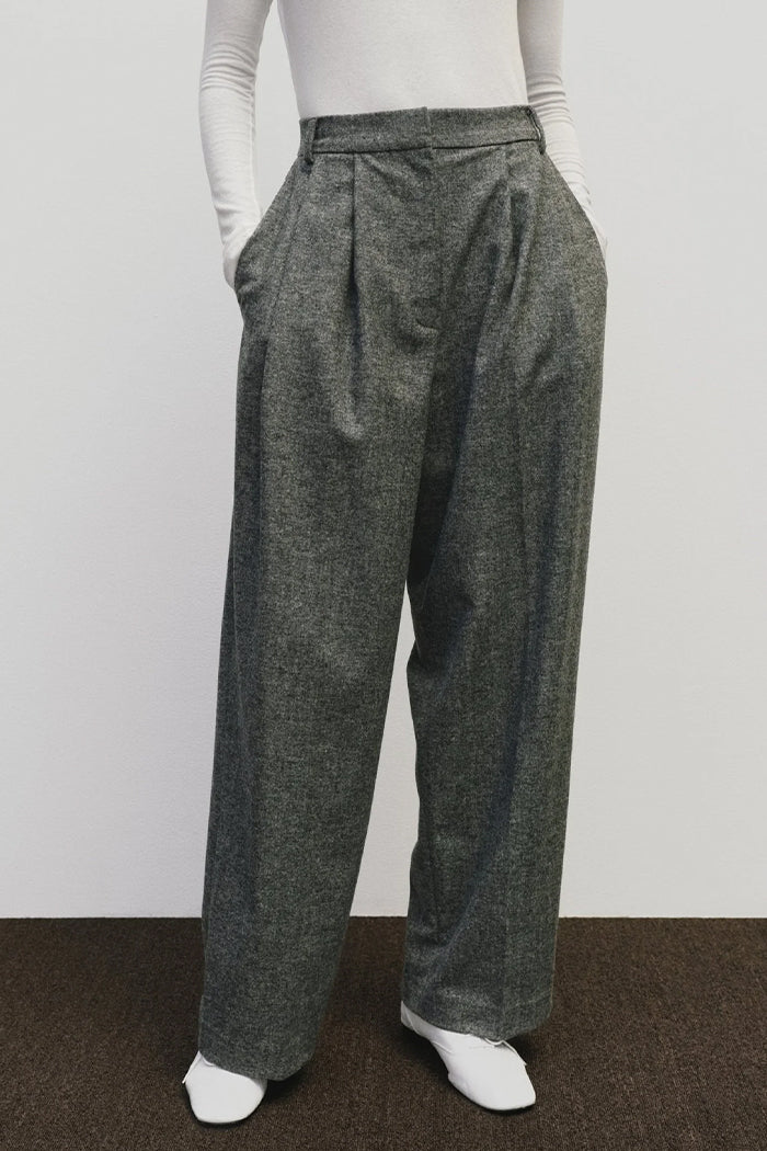 Mijeong Park wool blend wide leg trousers marled gray PIPE AND ROW
