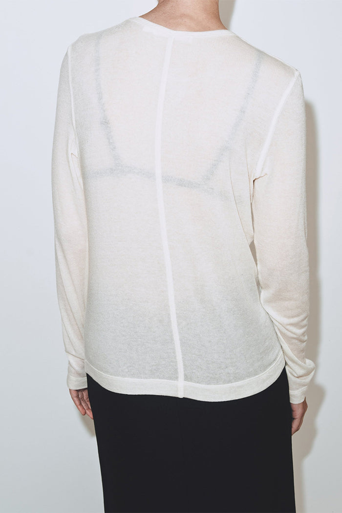 WOOL TENCEL CREW NECK TOP