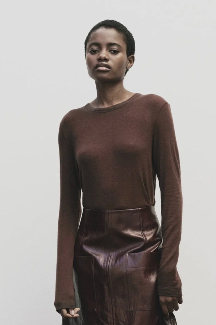 WOOL TENCEL CREW NECK TOP