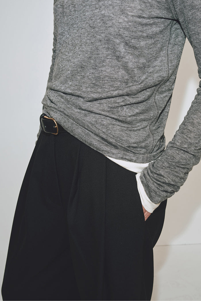 WOOL TENCEL CREW NECK TOP