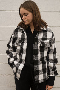 dylan black and white buffalo check plaid button up shirt | pipe and row