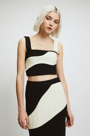 Rita Row wave Margot bustier tank black and white crinkle textured | Pipe and Row