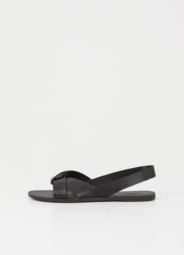 Vagabond 2.0 slingback flat sandal black leather | Pipe and Row - PIPE ROW