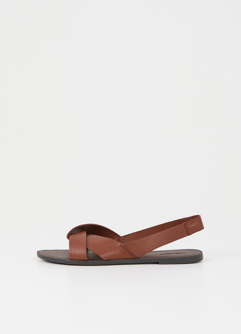 Vagabond Tia 2.0 slingback flat sandal cognac brown leather | Pipe and ...