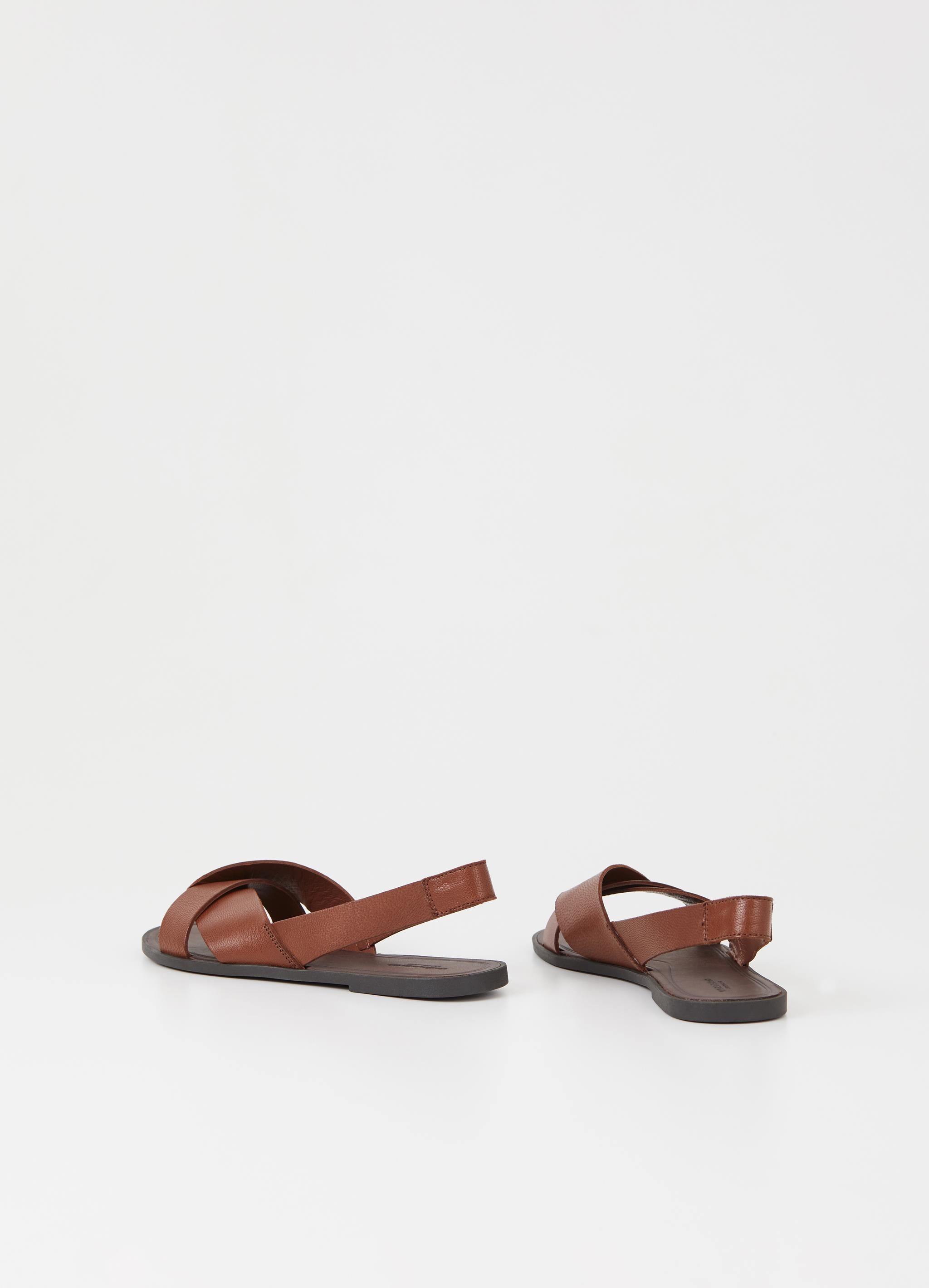 Vagabond Tia 2.0 slingback flat sandal cognac brown leather | Pipe and ...