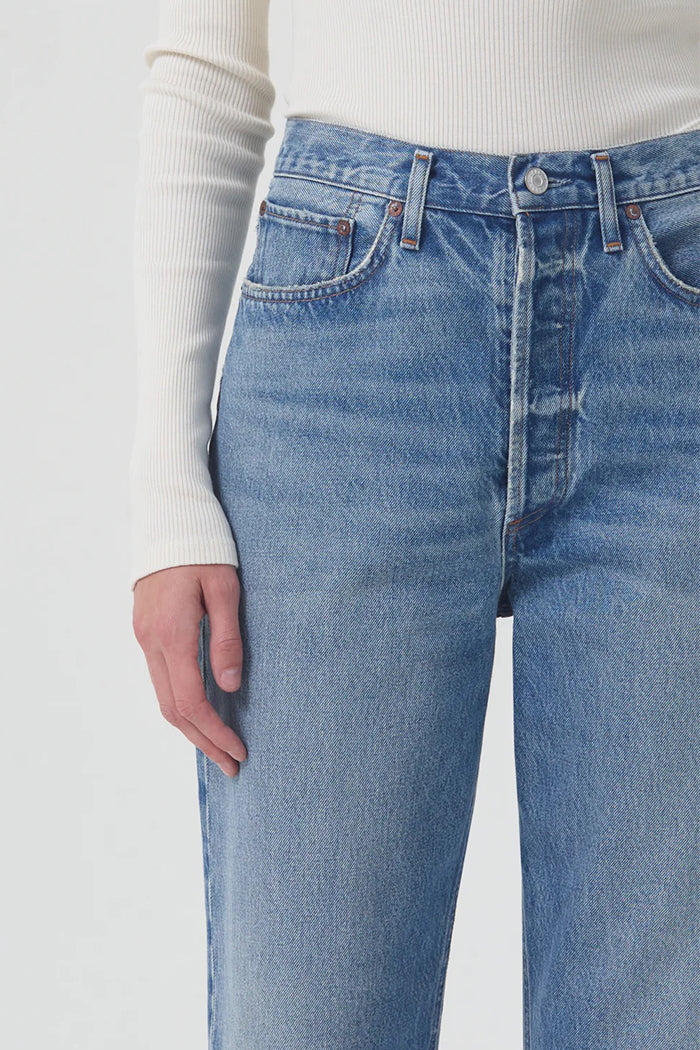 Agolde denim 90's crop loose jeans denim blue bound | pipe and row ...