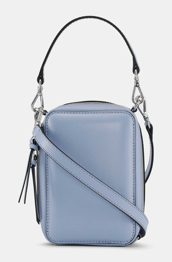 Ganni banner camera bag dusty blue leather multi strap | Pipe and