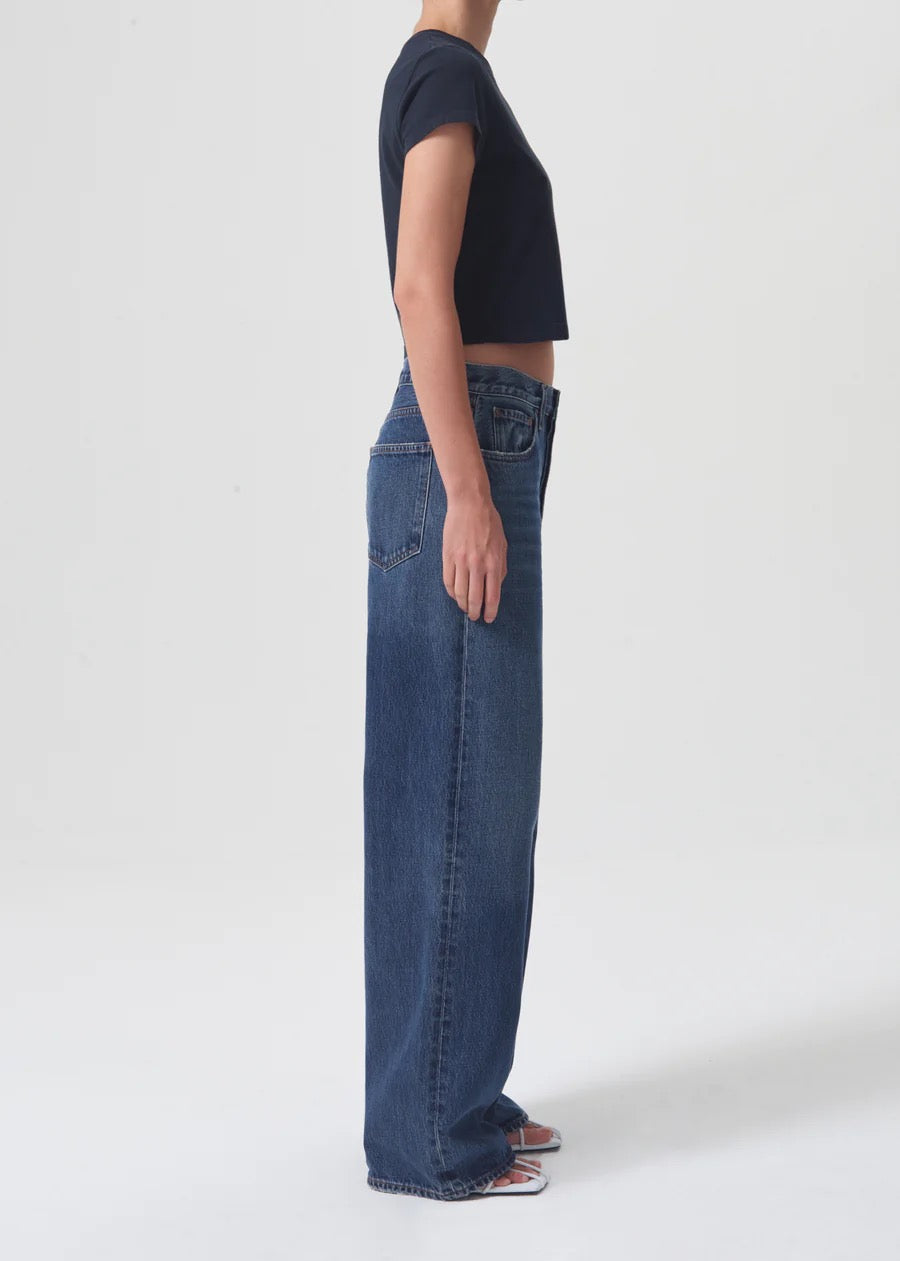 Agolde wide leg low slung baggy deep medium indigo image | pipe and row