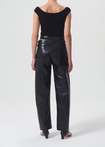 Agolde recycled leather broken waistband pants detox black | Pipe and Row