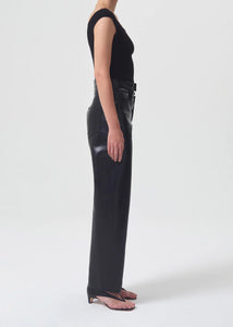 Agolde recycled leather broken waistband pants detox black | Pipe and Row