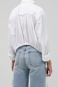 Citizens of Humanity Alexandra collared poplin button up shirt cinched white | Pipe and Row