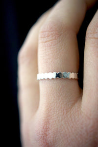 Thick bead stacking ring sterling silver | pipe and row