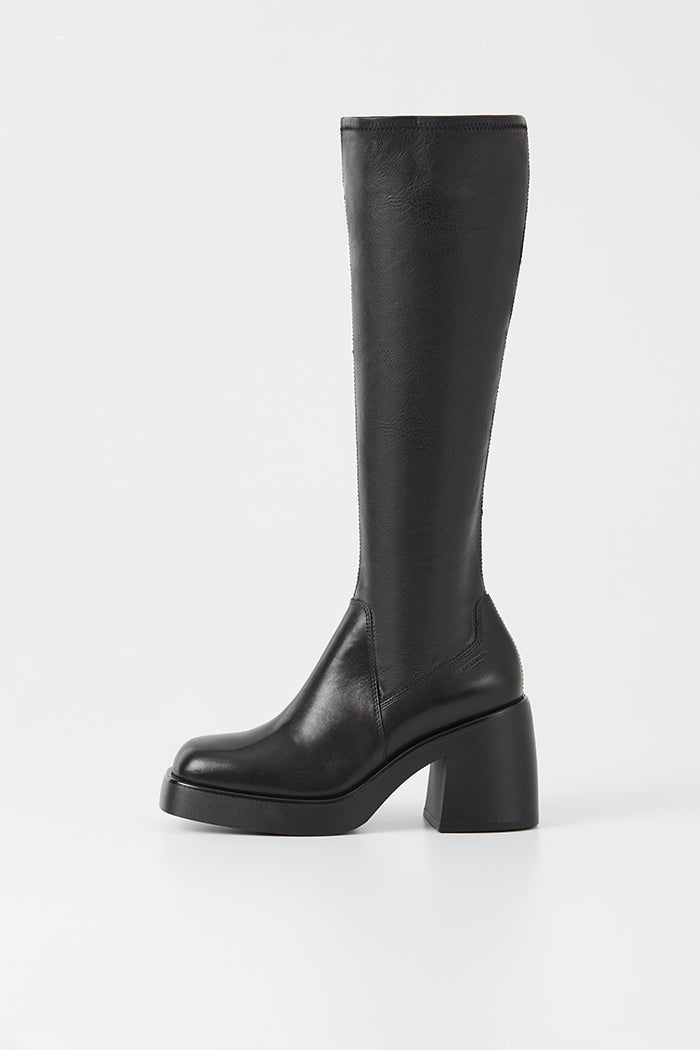 Vagabond Brooke knee high tall black leather boots platform | Pipe and ...