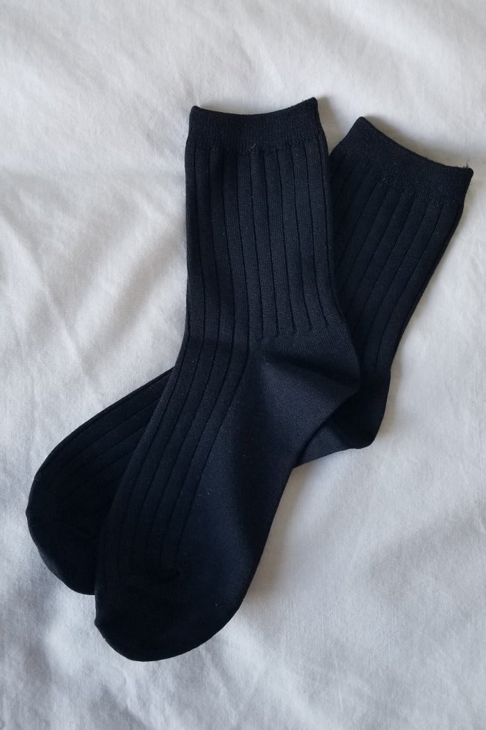 Le Bon Shoppe black Her socks perfect knit rib socks | Pipe and Row