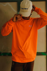 Keep it Movin' sports club long sleeve tee bright orange | pipe and row seattle